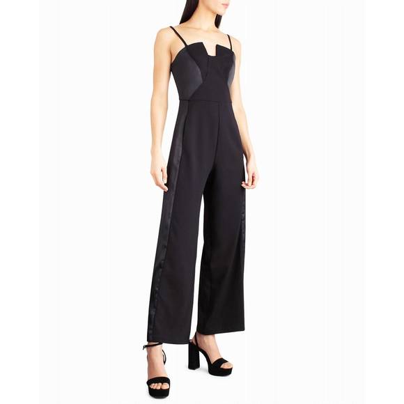 NEW NICOLE MILLER jasmine crepe tuxedo jumpsuit in very black - Picture 3 of 4